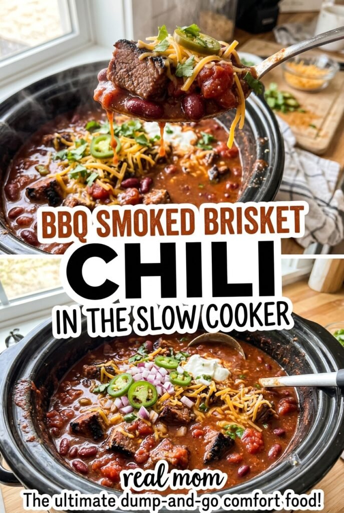 BBQ Smoked Brisket Chili in the Slow Cooker