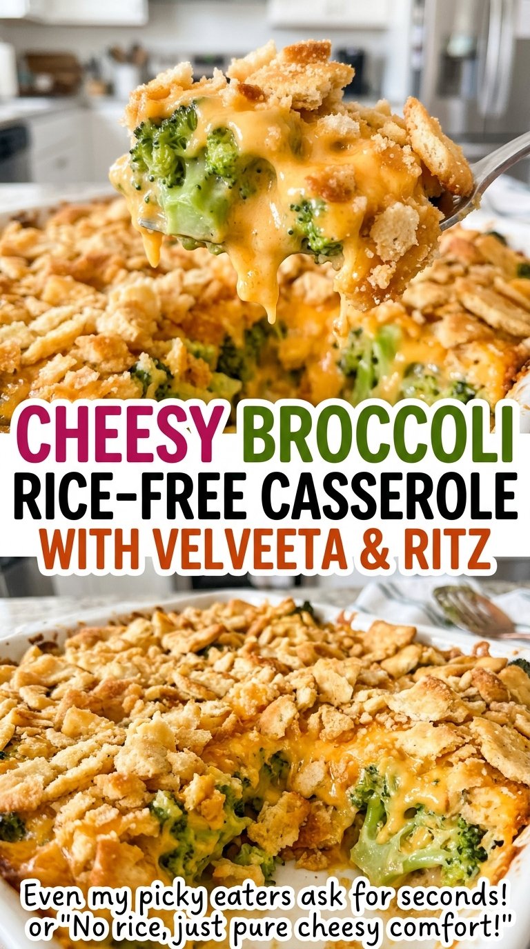 Cheesy broccoli rice-free casserole with creamy sauce