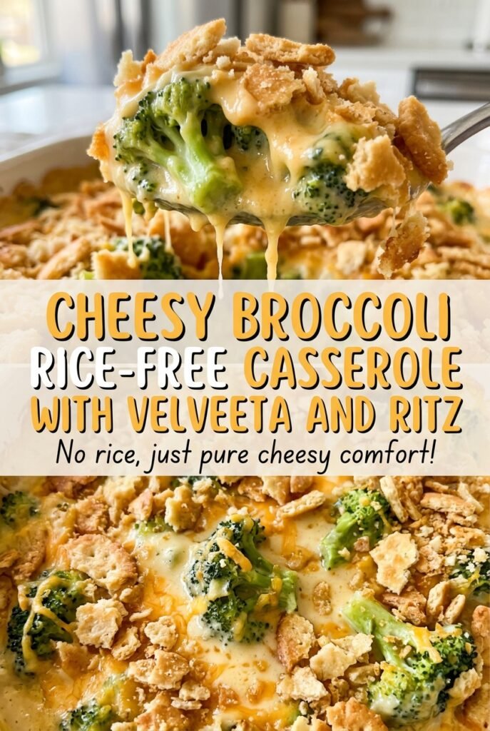 Cheesy Broccoli Rice-Free Casserole with Velveeta and Ritz