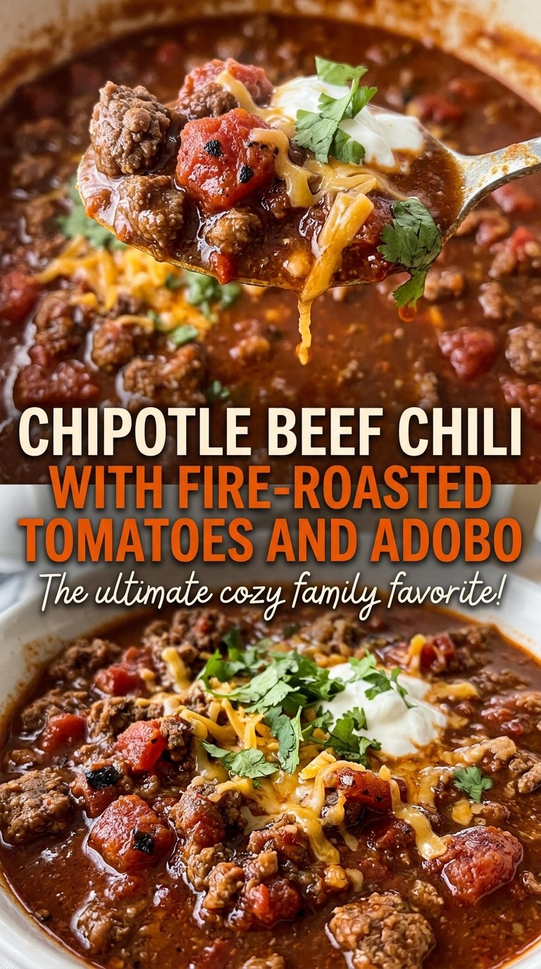Chipotle beef chili, thick and smoky
