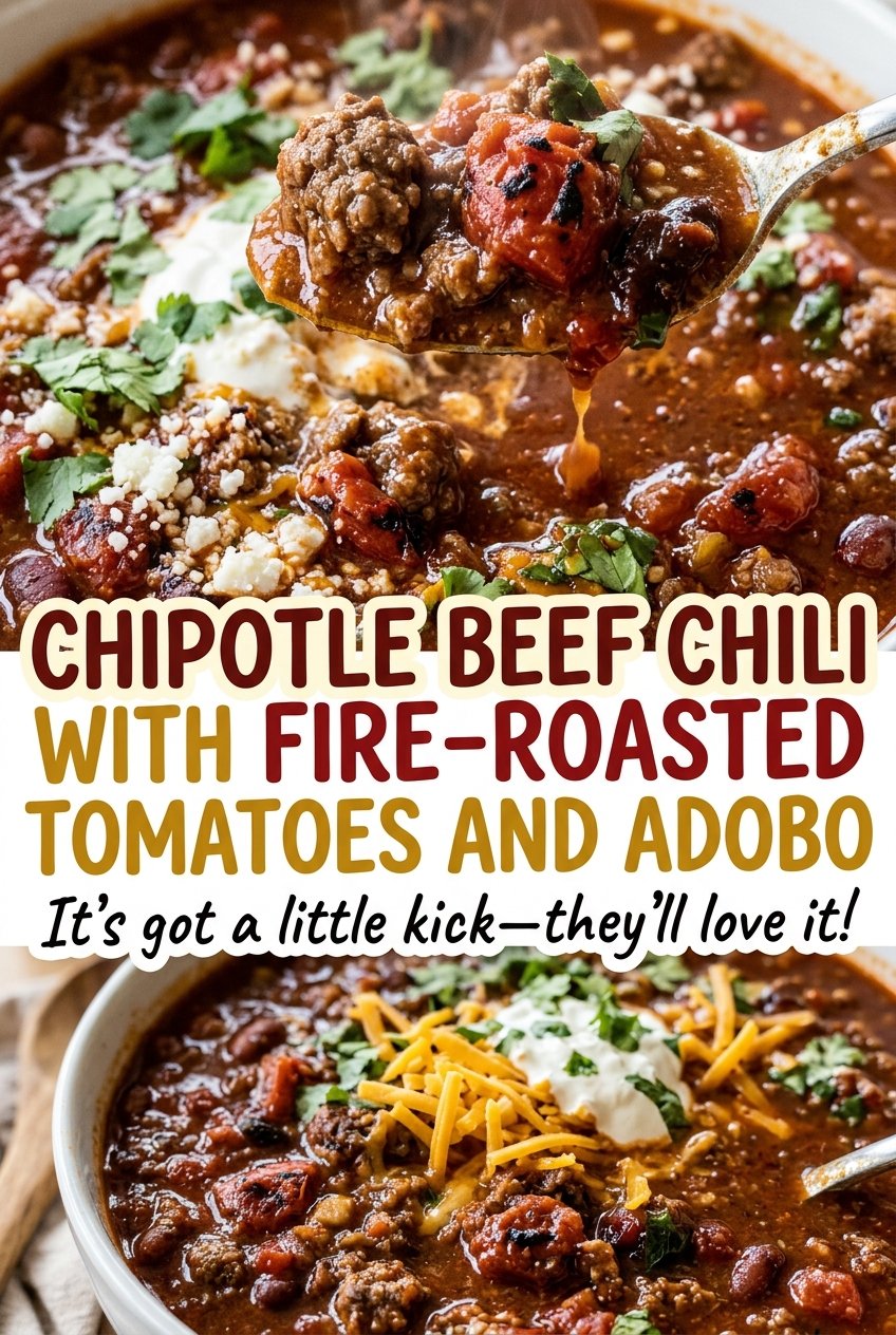 Chipotle beef chili, smoky and hearty