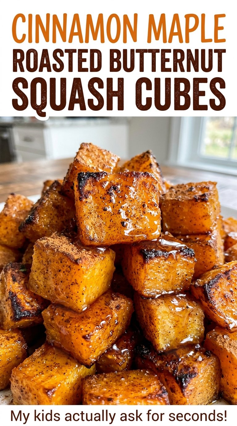 Cinnamon Maple Roasted Butternut Squash Cubes, tender cinnamon maple