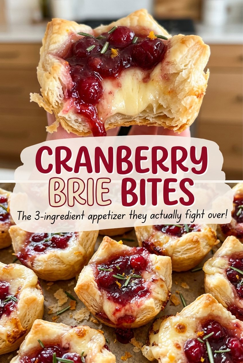 Cranberry Brie Bites with golden flaky pastry