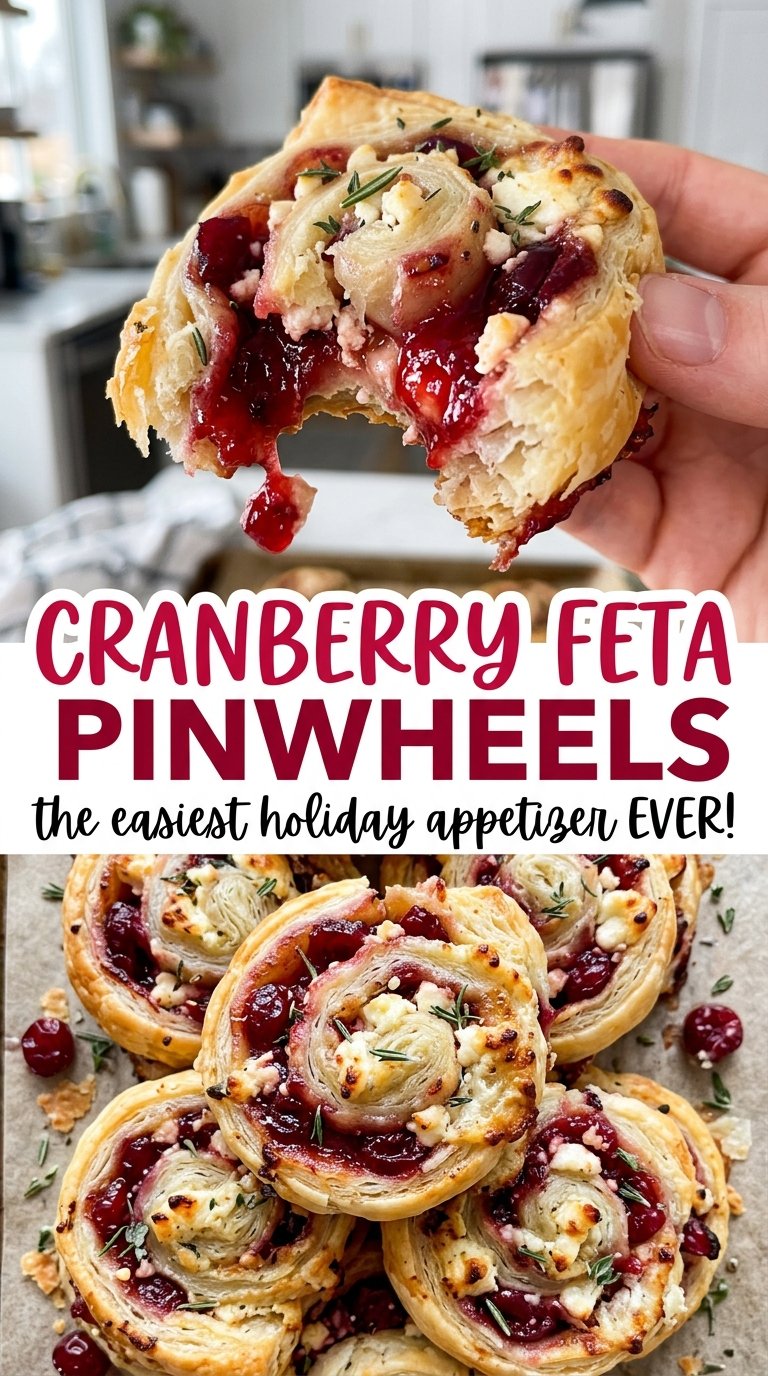 Cranberry Feta Pinwheels crisp cheesy bites