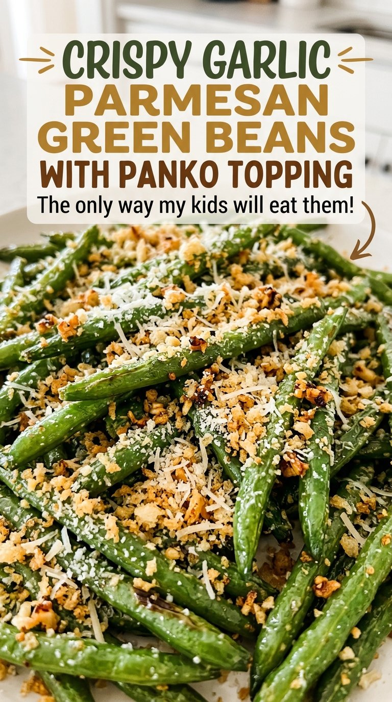 Crispy Garlic Parmesan Green Beans with Panko Topping, blistered cheesy beans