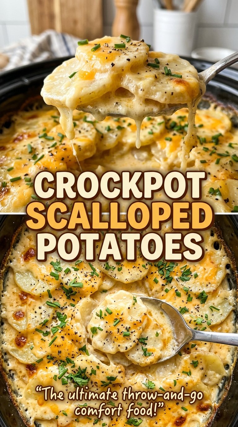 Crockpot scalloped potatoes tender golden layers