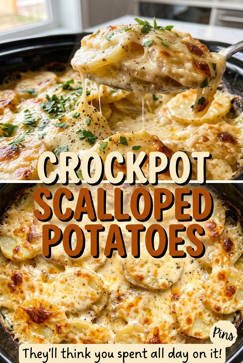 Crockpot scalloped potatoes creamy layered potatoes