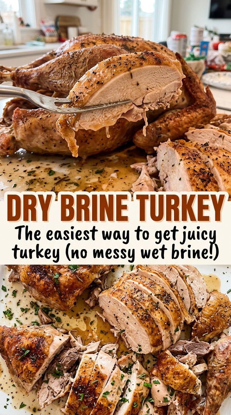 Dry Brine Turkey seasoned golden skin
