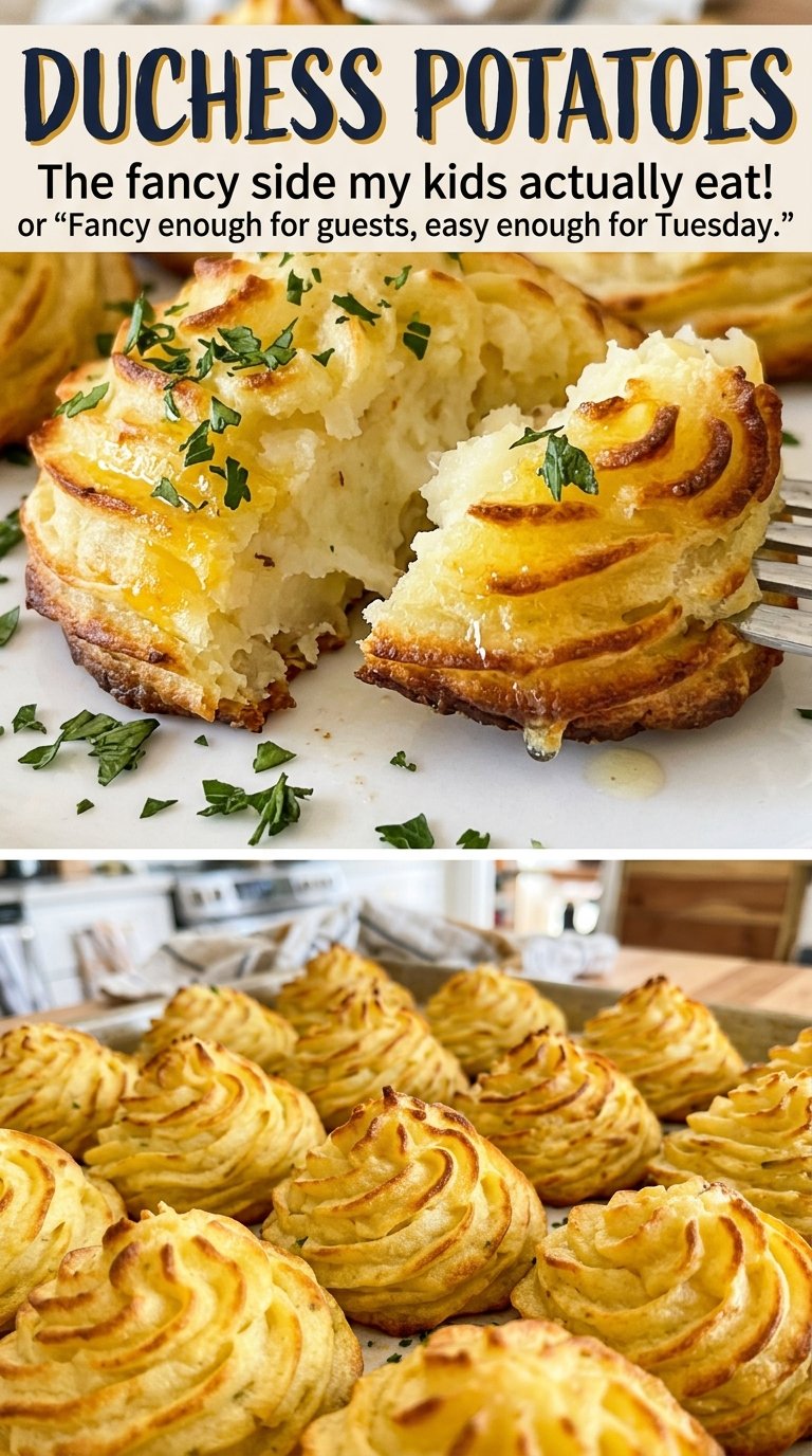 Duchess potatoes with crisp golden edges