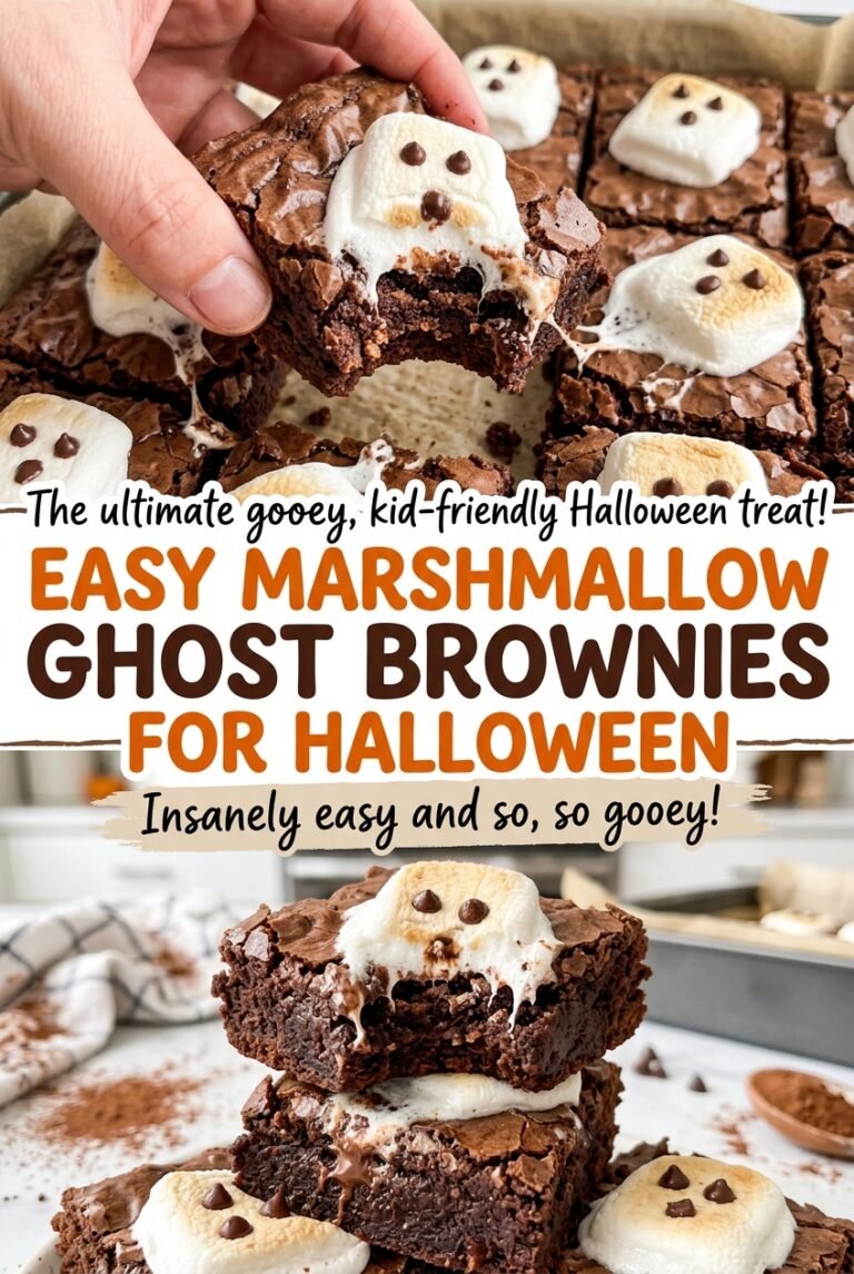 Easy Marshmallow Ghost Brownies for Halloween