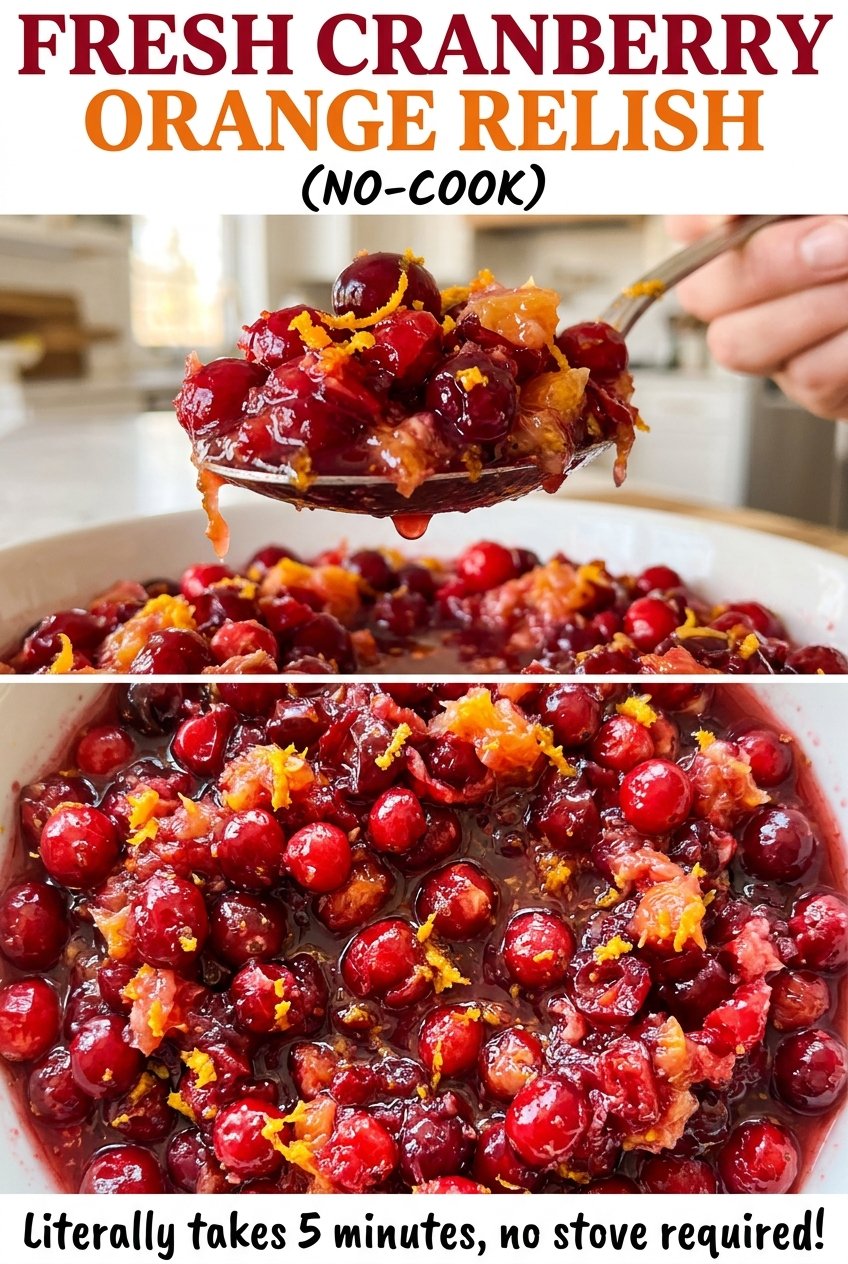 Fresh Cranberry Orange Relish, ruby and textured