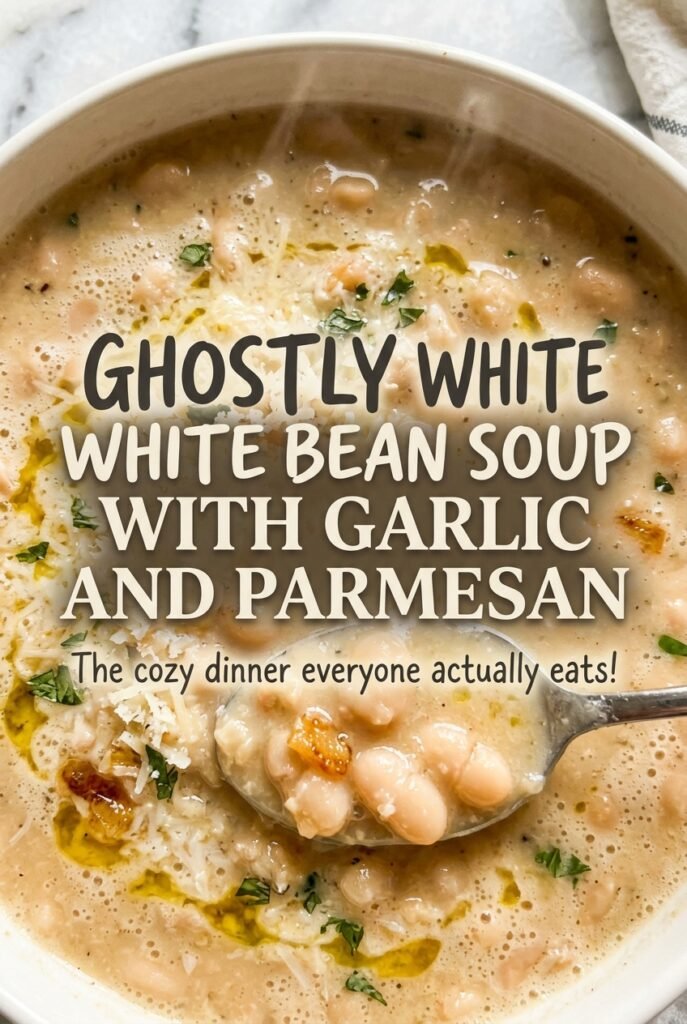 Ghostly White Bean Soup with Garlic and Parmesan
