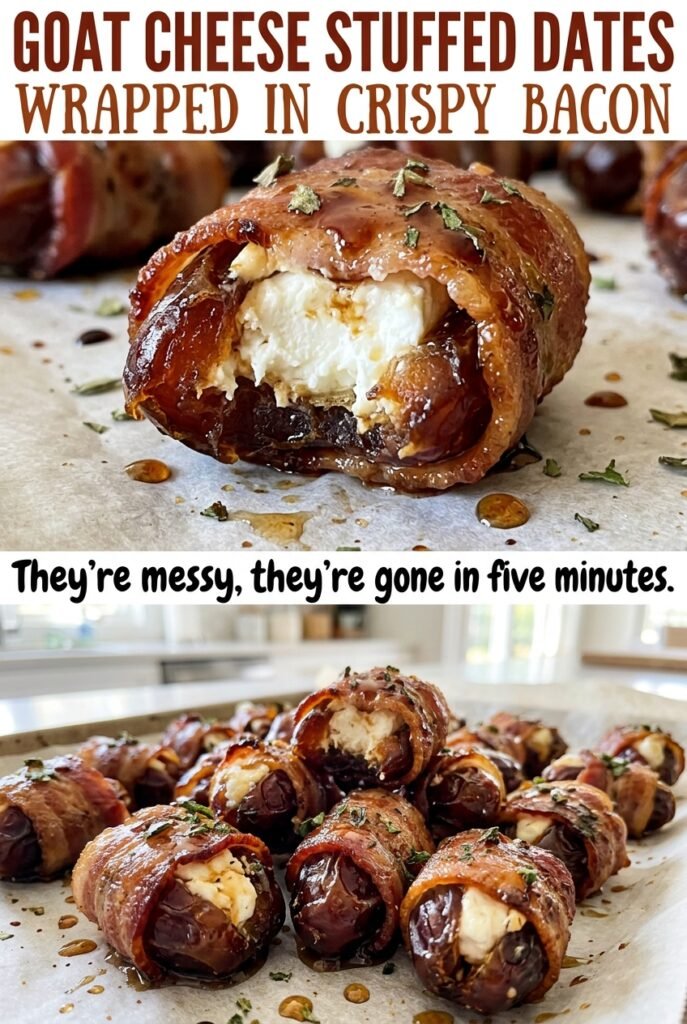 Goat Cheese Stuffed Dates Wrapped in Crispy Bacon