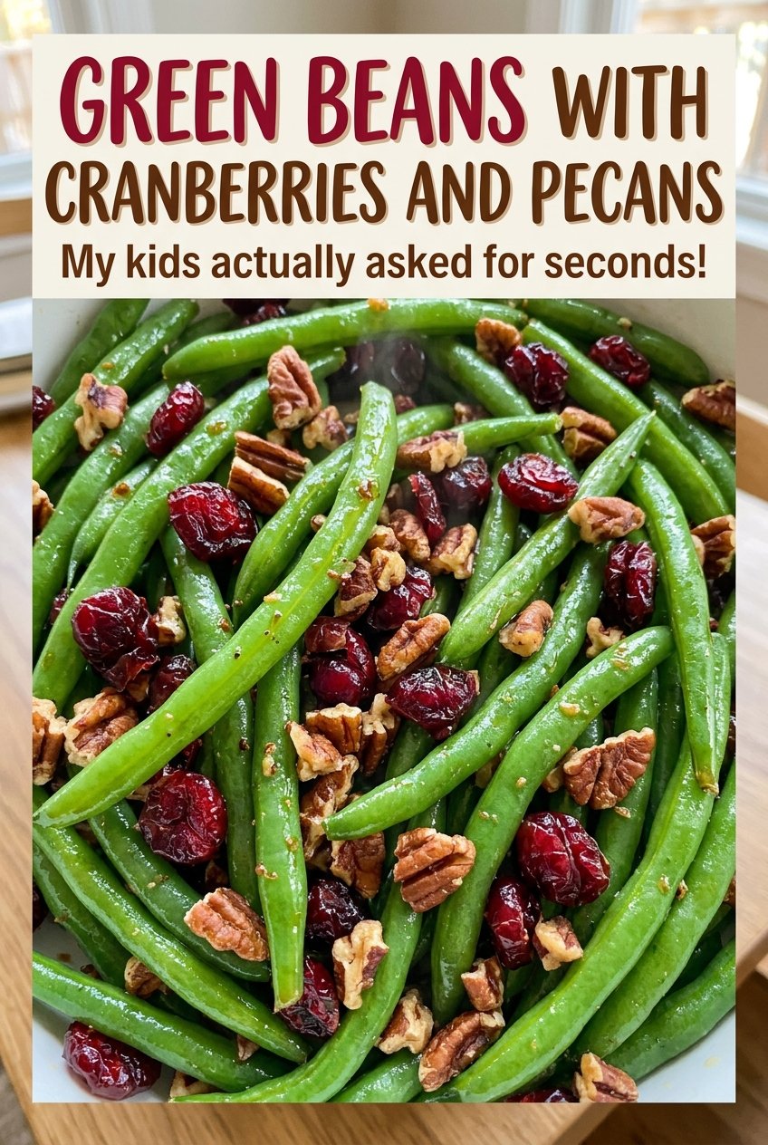 Green Beans with Cranberries and Pecans, crisp colorful side