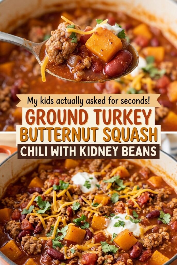 Ground Turkey Butternut Squash Chili with Kidney Beans