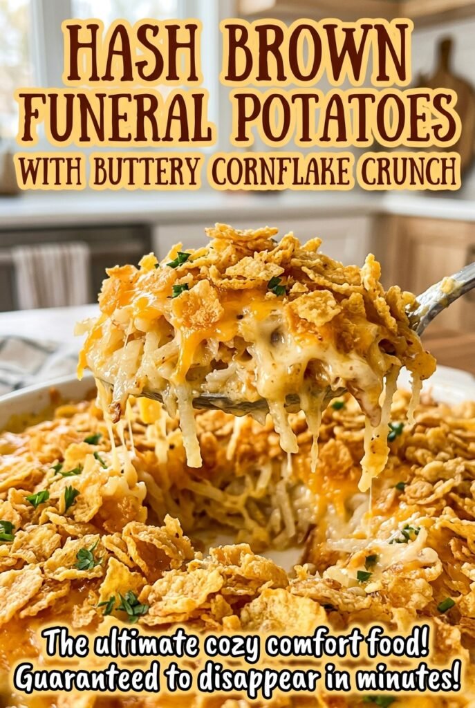 Hash Brown Funeral Potatoes with Buttery Cornflake Crunch