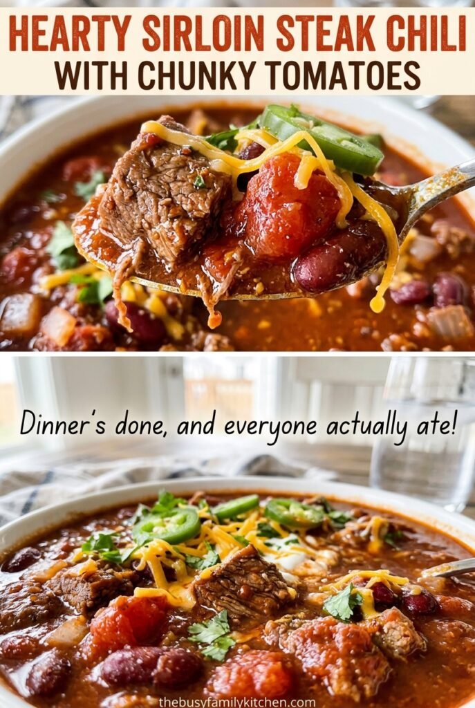 Hearty Sirloin Steak Chili with Chunky Tomatoes
