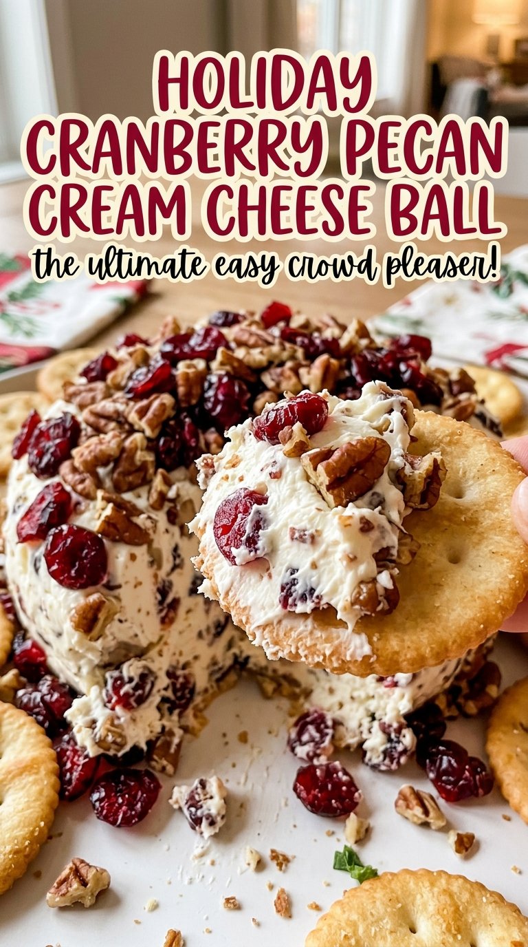 Holiday Cranberry Pecan Cream Cheese Ball with tart sweet filling