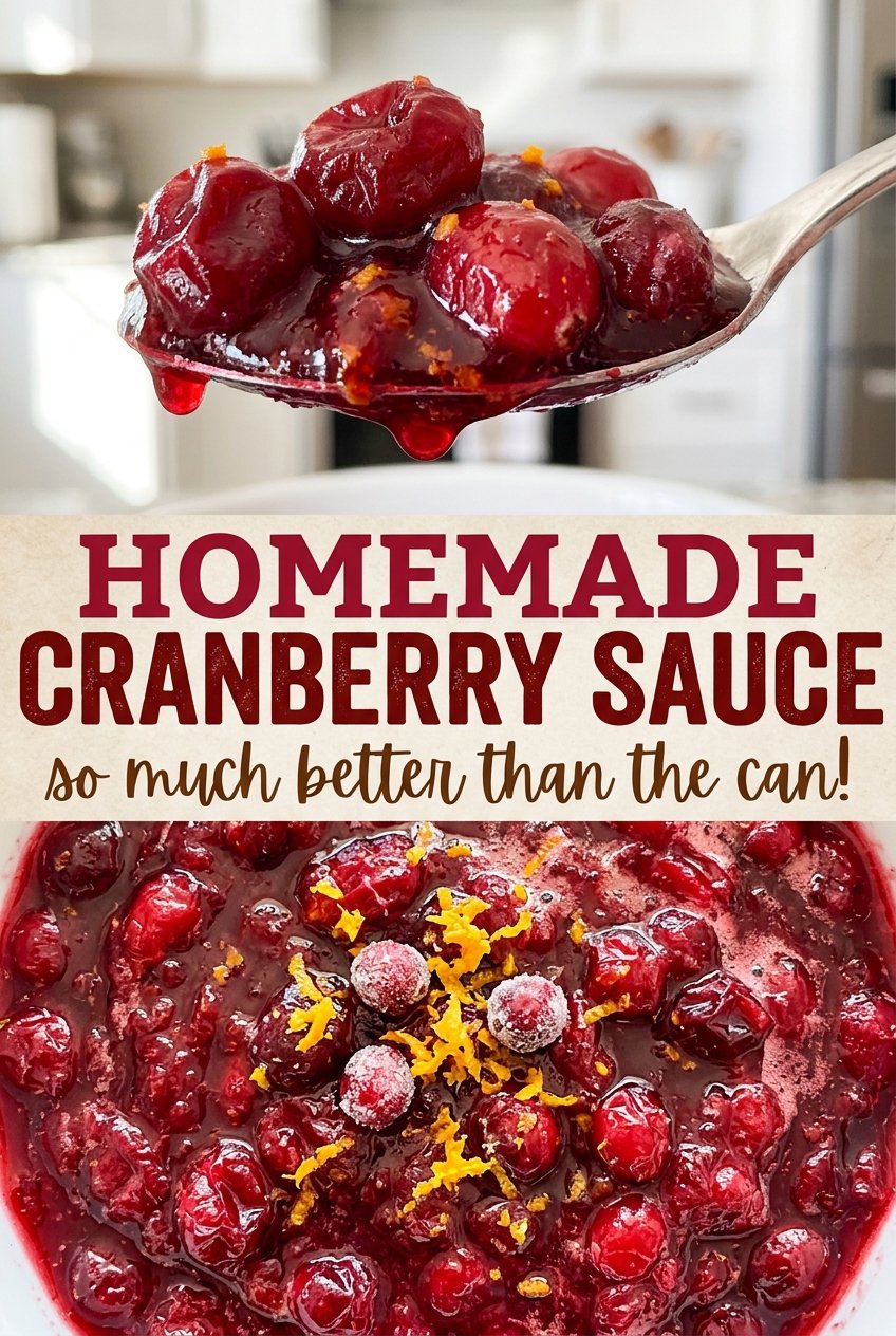 Homemade cranberry sauce glossy whole berries