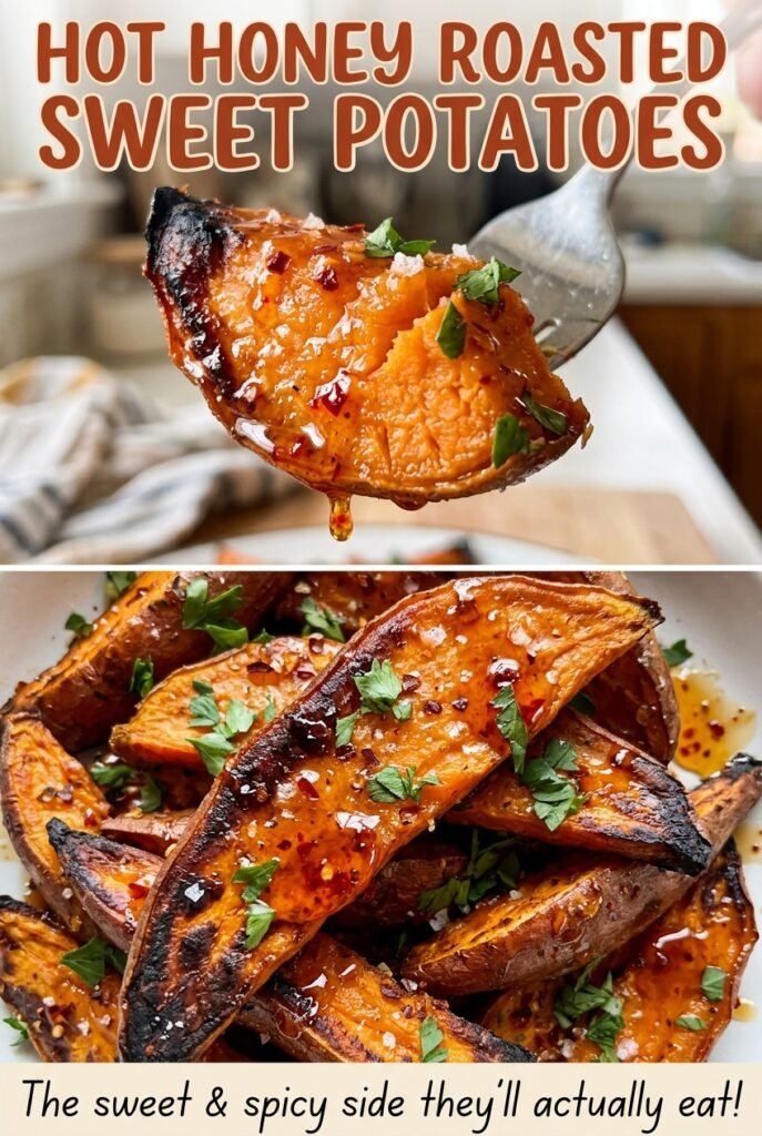 Hot Honey Roasted Sweet Potatoes