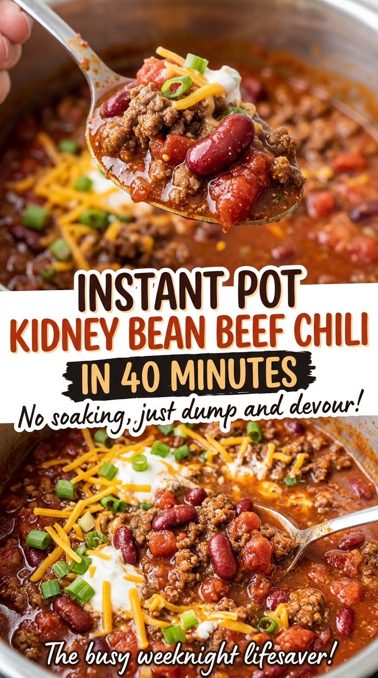 Instant Pot kidney bean beef chili, thick and savory