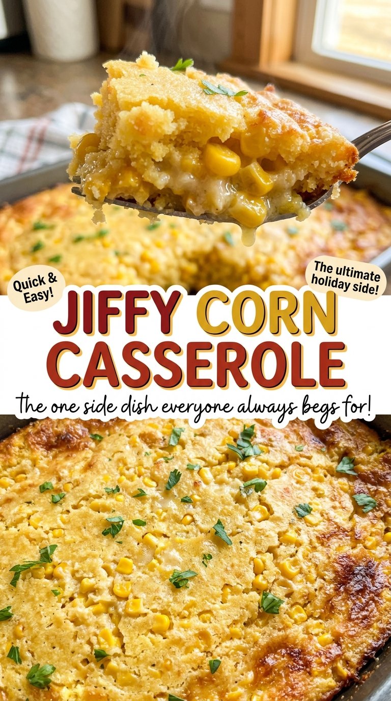 Jiffy Corn Casserole tender, golden