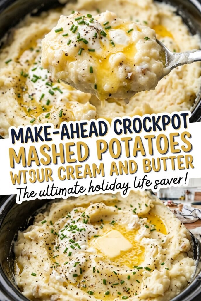 Make-Ahead Crockpot Mashed Potatoes with Sour Cream and Butter