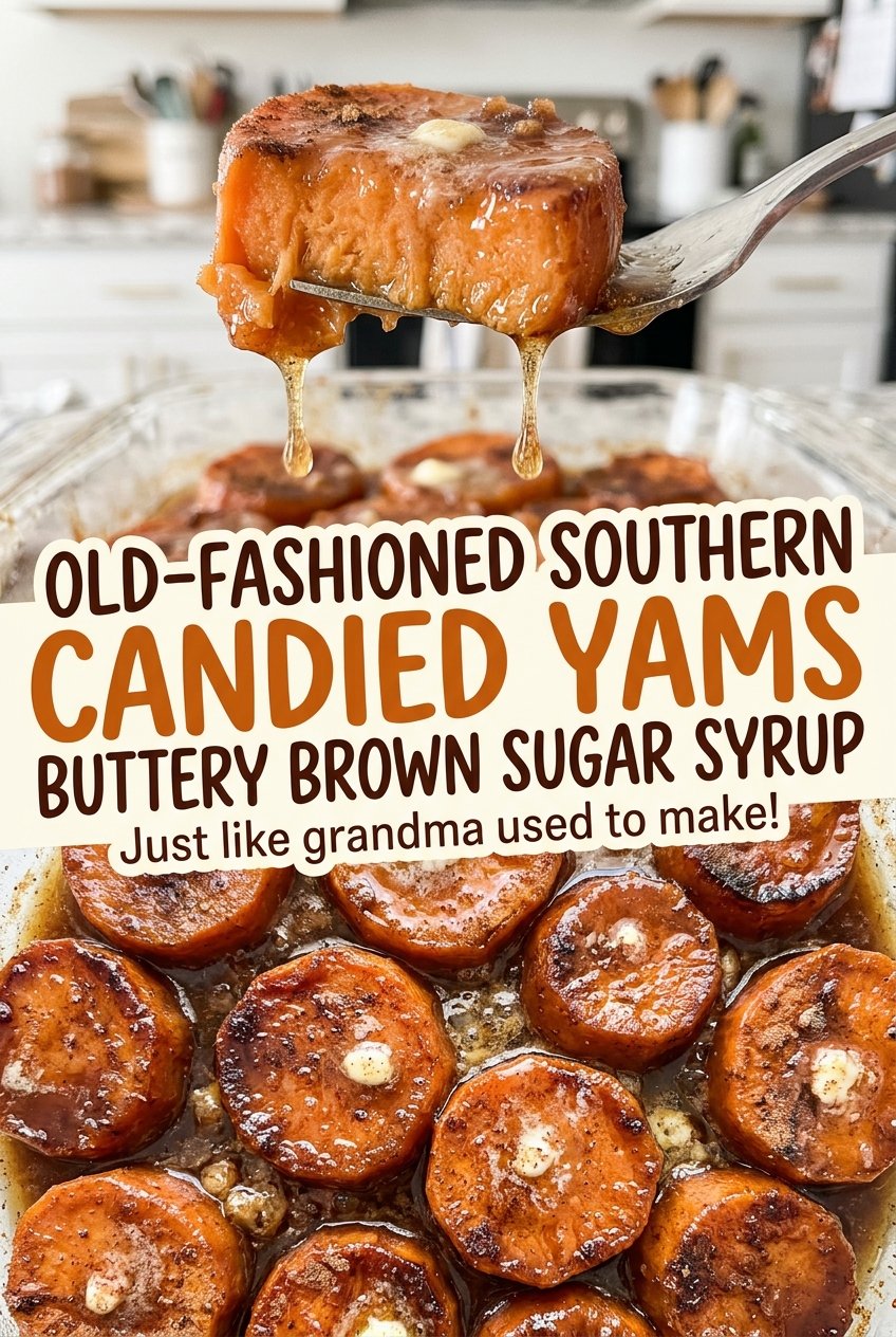 Old-Fashioned Southern Candied Yams with Buttery Brown Sugar Syrup, glossy and tender