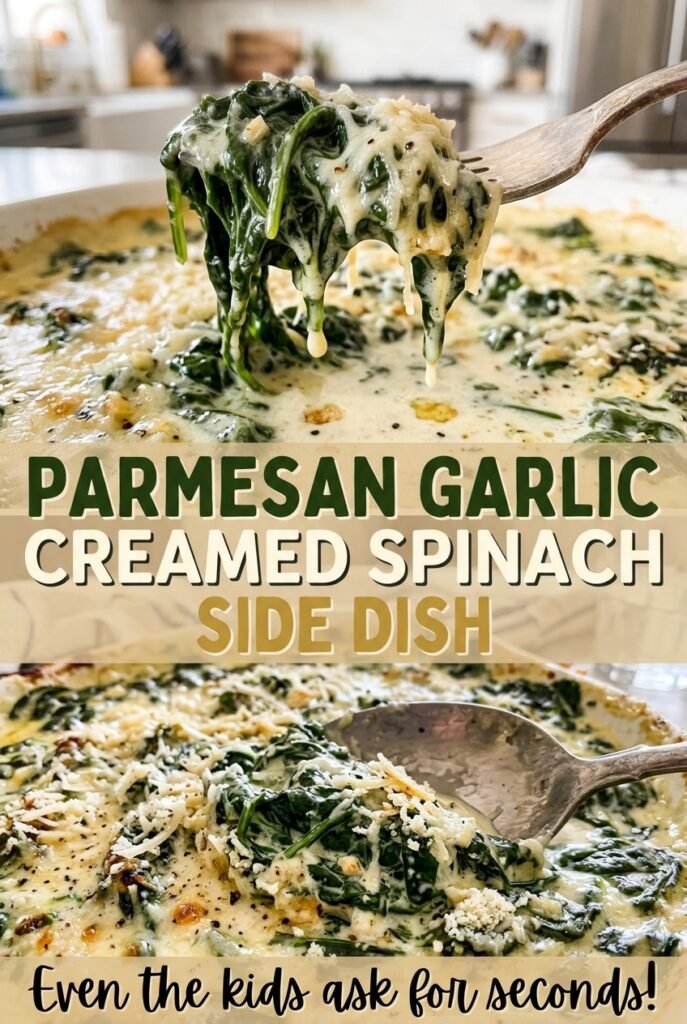 Parmesan Garlic Creamed Spinach Side Dish