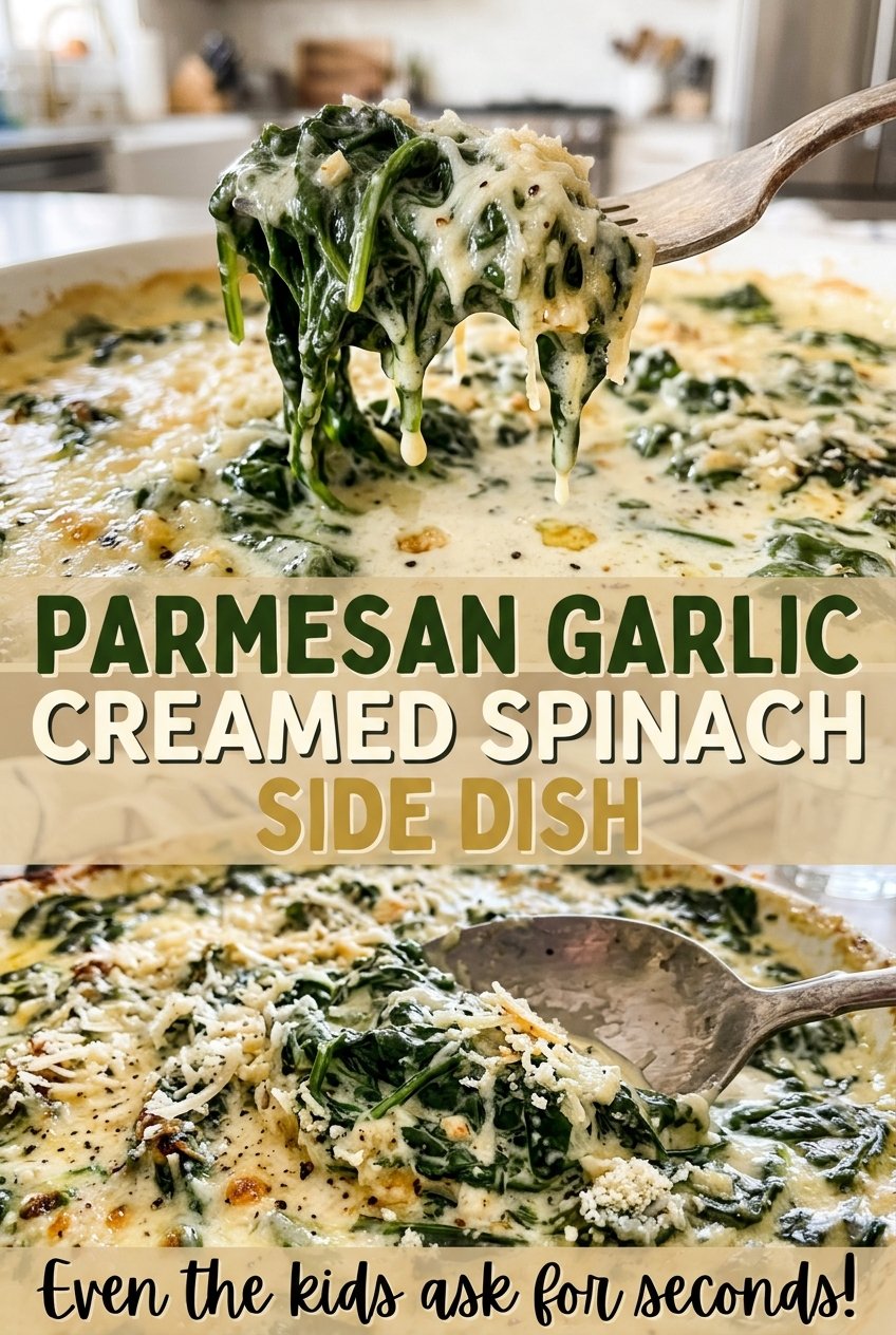 Parmesan garlic creamed spinach creamy cheesy side