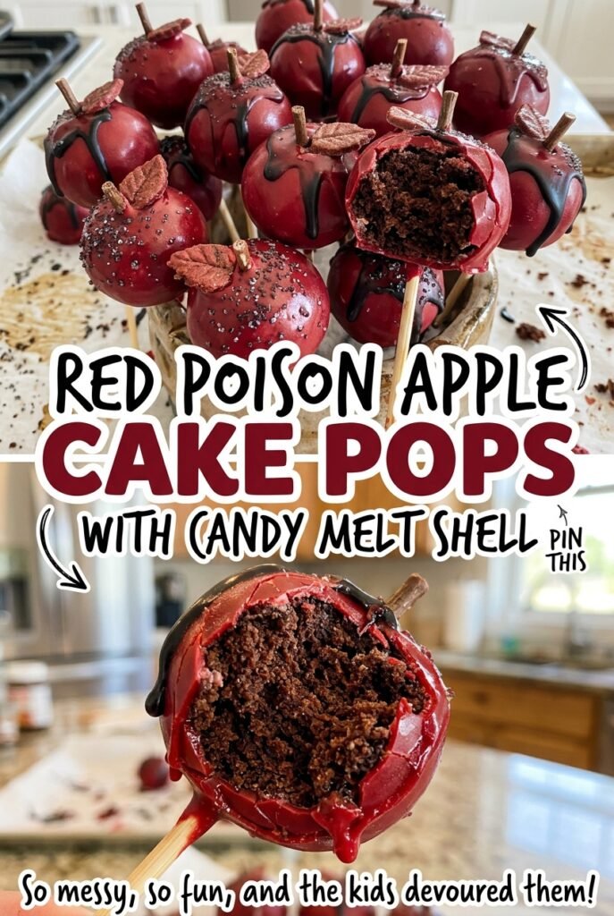 Red Poison Apple Cake Pops with Candy Melt Shell