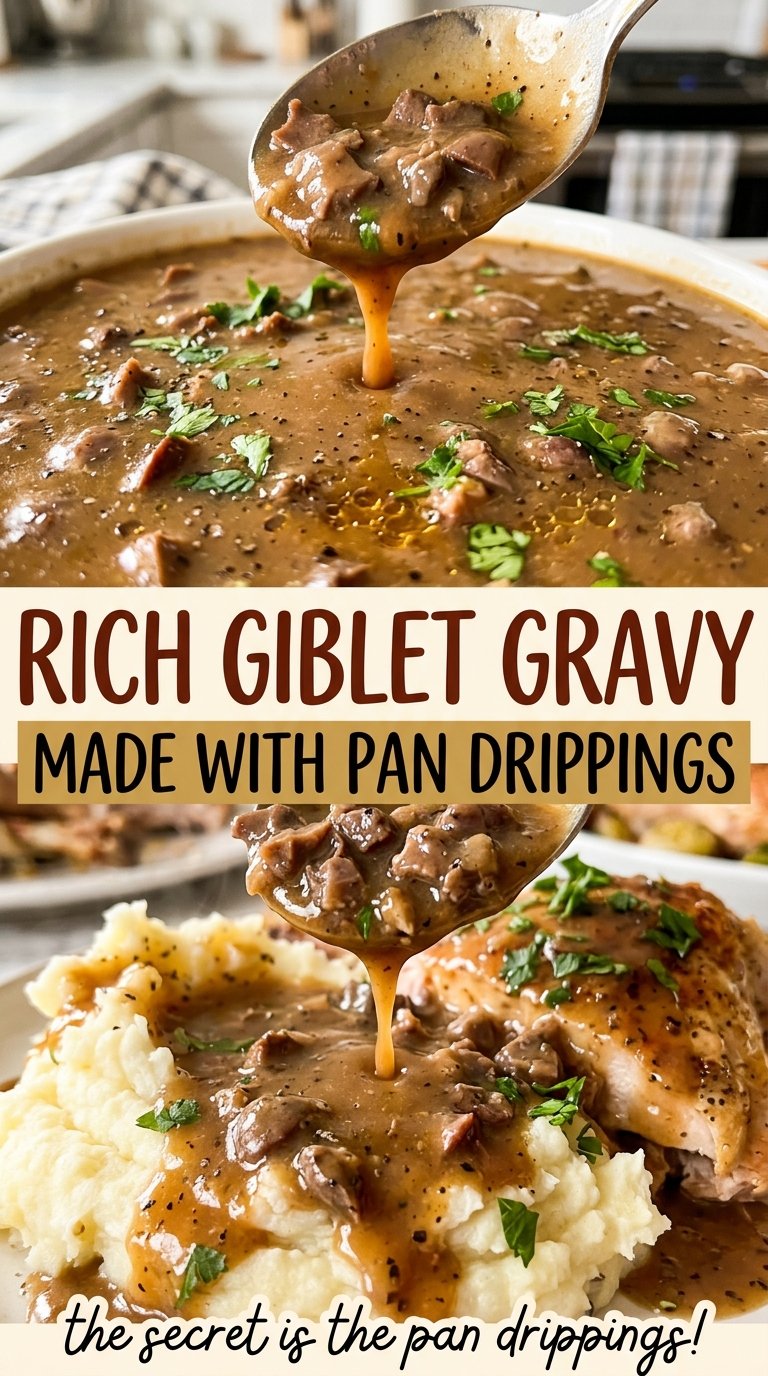 Rich Giblet Gravy Made with Pan Drippings, rich and silky