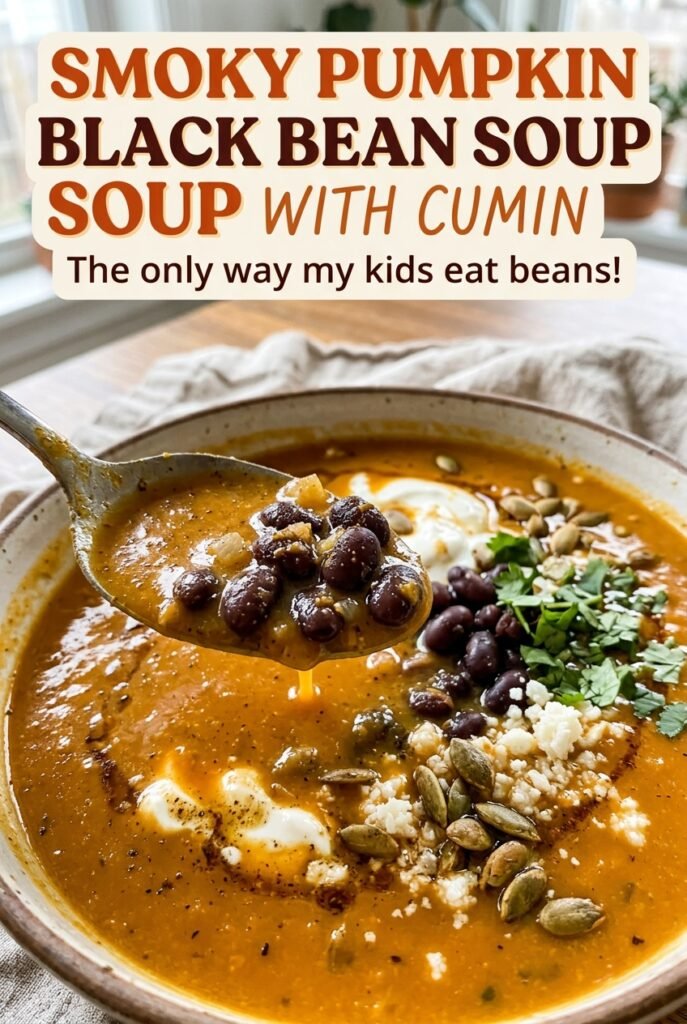 Smoky Pumpkin Black Bean Soup with Cumin
