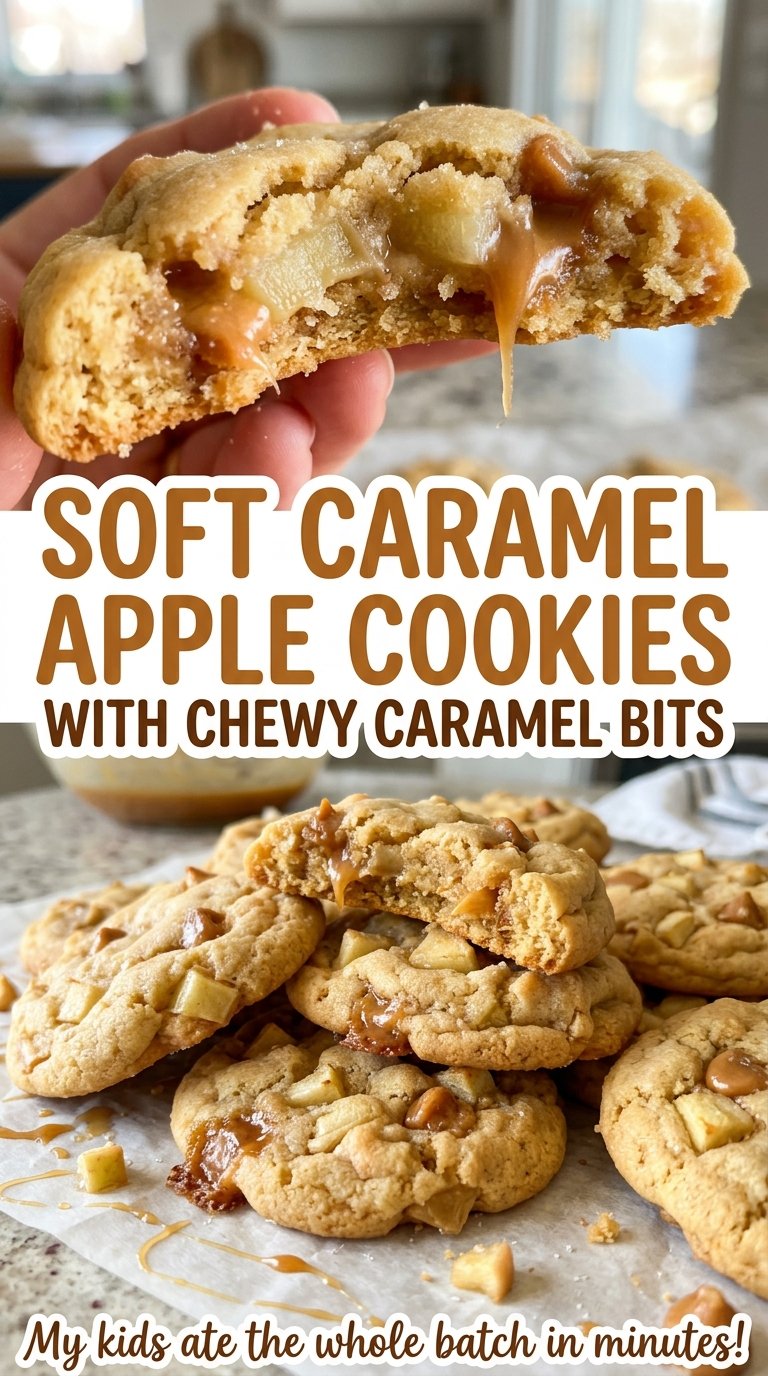 Soft Caramel Apple Cookies with Chewy Caramel Bits, apple caramel cookies