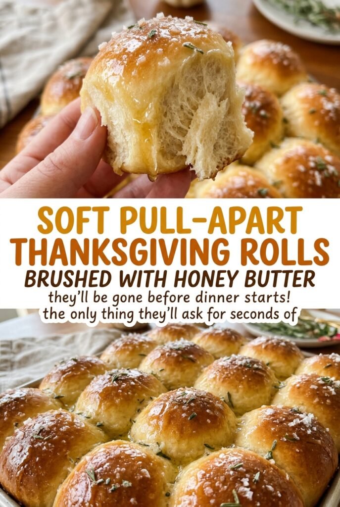 Soft Pull-Apart Thanksgiving Rolls Brushed with Honey Butter