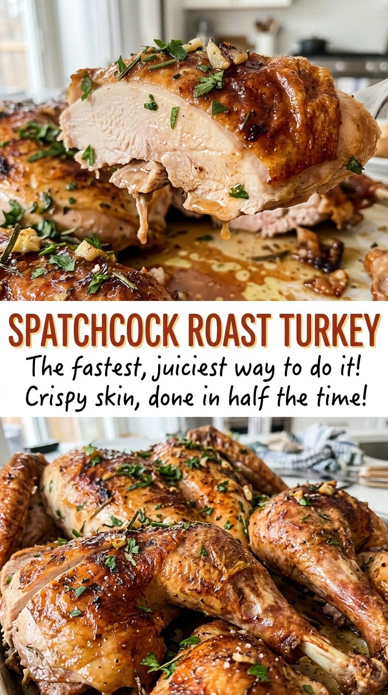 Spatchcock Roast Turkey browned buttery skin