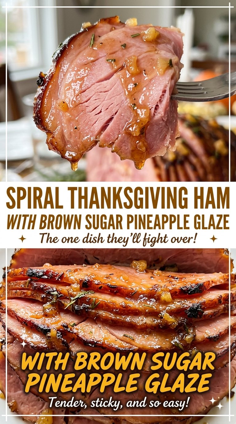 Spiral Thanksgiving Ham with Brown Sugar Pineapple Glaze golden glazed slices