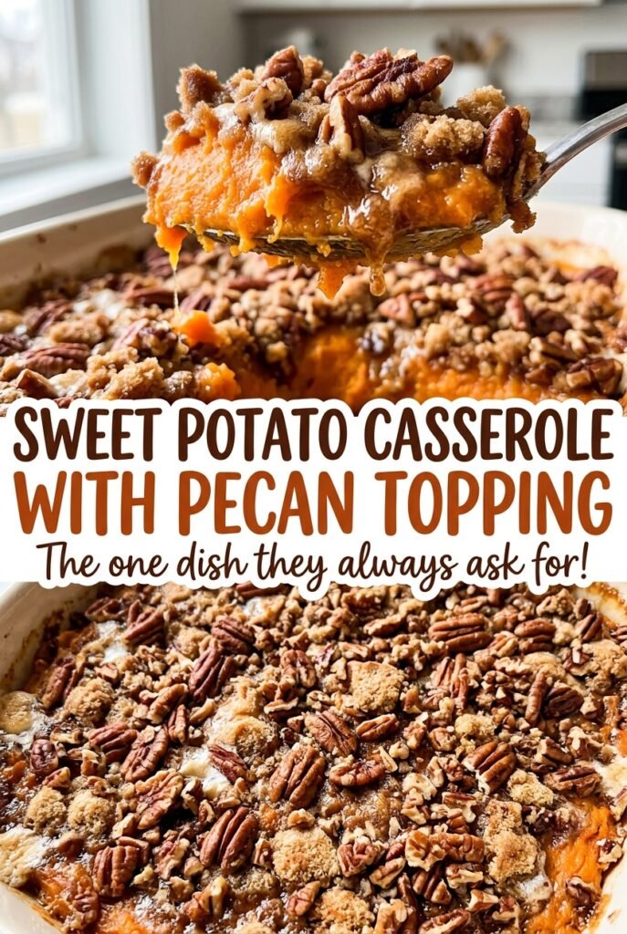 Sweet Potato Casserole with Pecan Topping