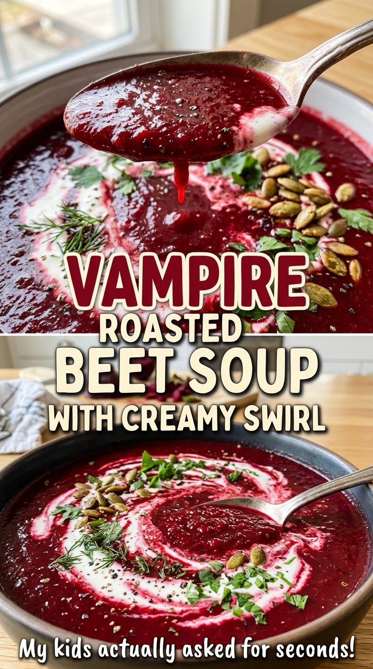 Vampire Roasted Beet Soup creamy ruby swirl